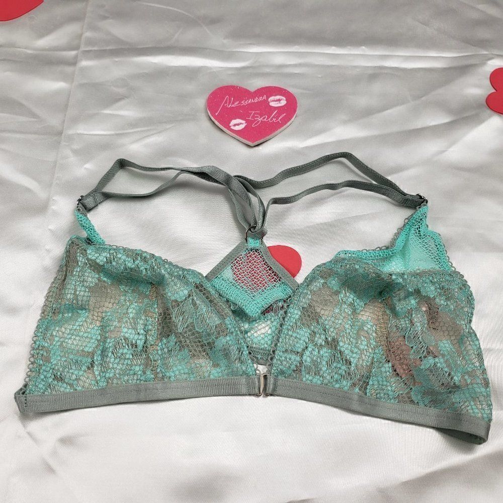 VS Dream Angels Green Lace Mesh Lace Bralette